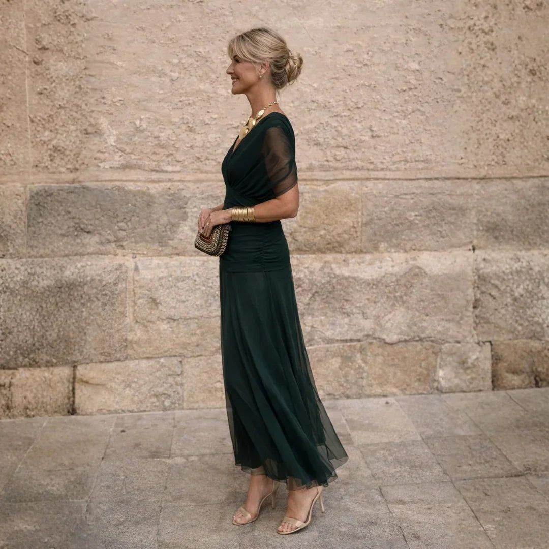 Elisa | Abito Lungo Donna Plissettato Verde