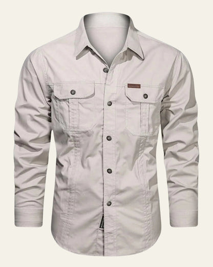 Camicia Uomo con Tasche sul Petto Trama Strutturata Curata