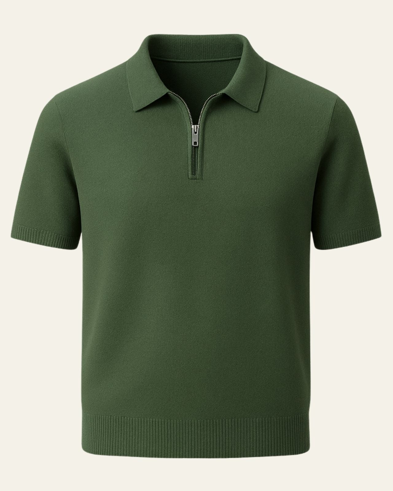 Polo Uomo in Maglia con Zip Frontale Comfort Sportivo