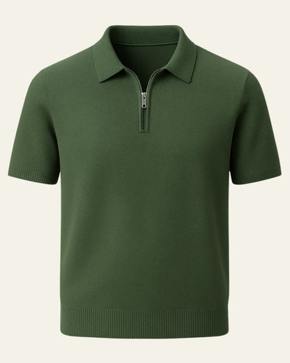 Polo Uomo in Maglia con Zip Frontale Comfort Sportivo