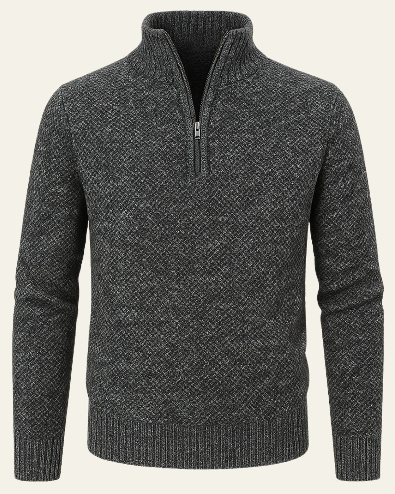 Maglione Uomo Testurizzato con Zip a Metà Texture Raffinata