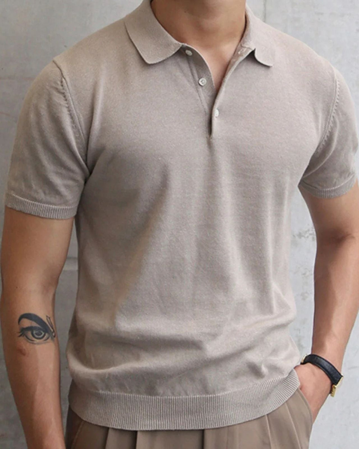Polo Uomo in Cotone Lavorato a Maglia Sobrio Comfort Immediato
