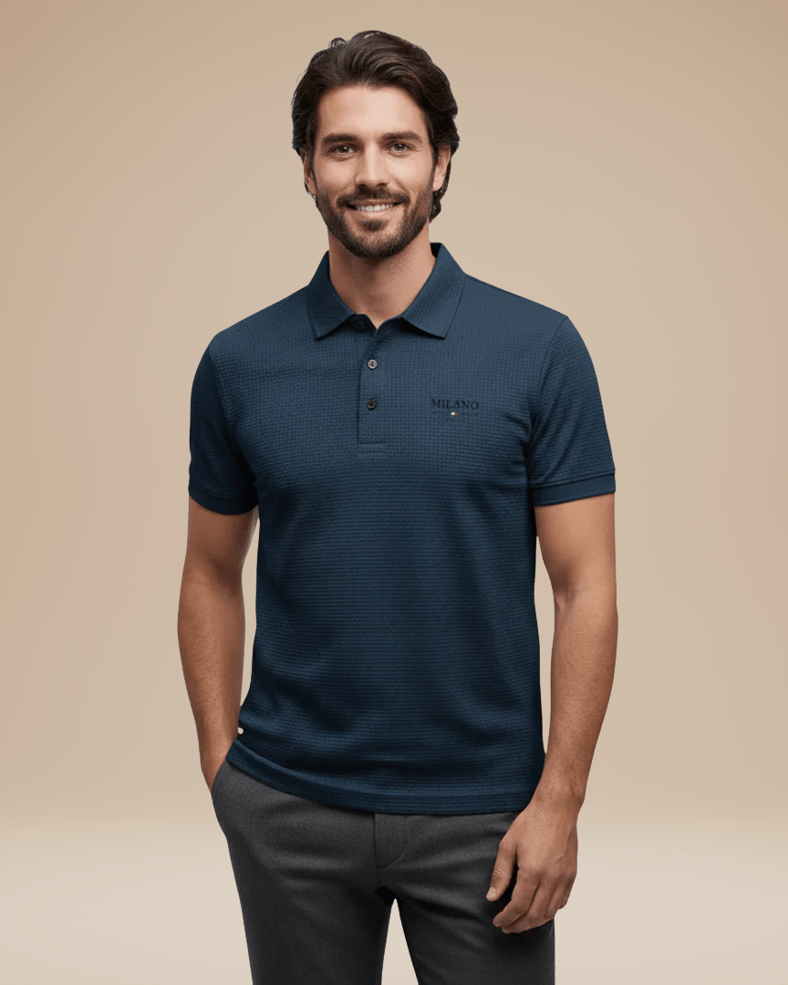 Polo Uomo Elegante in Nido d'Ape Traspirante Stile Italiano