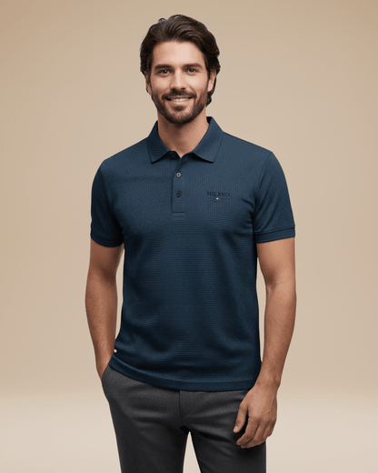 Polo Uomo Elegante in Nido d'Ape Traspirante Stile Italiano