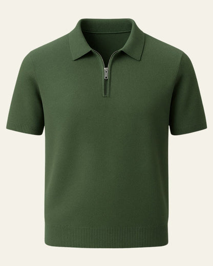 Polo Uomo in Maglia con Zip a Metà Comfort Traspirante Leggero