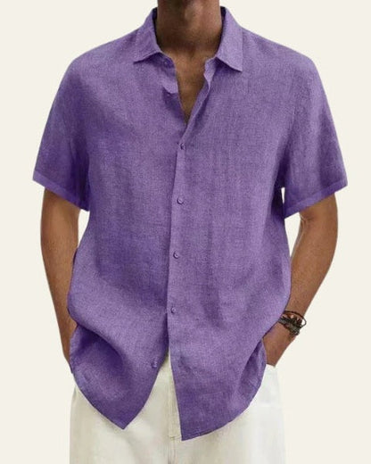 Camicia Uomo Maniche Corte Leggera in Lino Ecologico Estiva