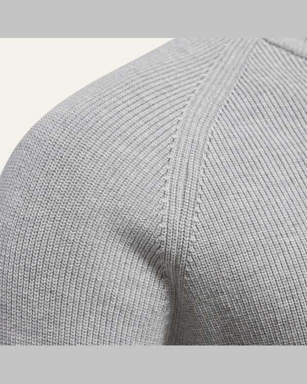 Maglione Uomo con Zip Collo Alto Maglia a Coste Raffinato