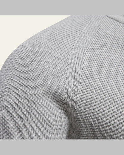 Maglione Uomo con Zip Collo Alto Maglia a Coste Raffinato