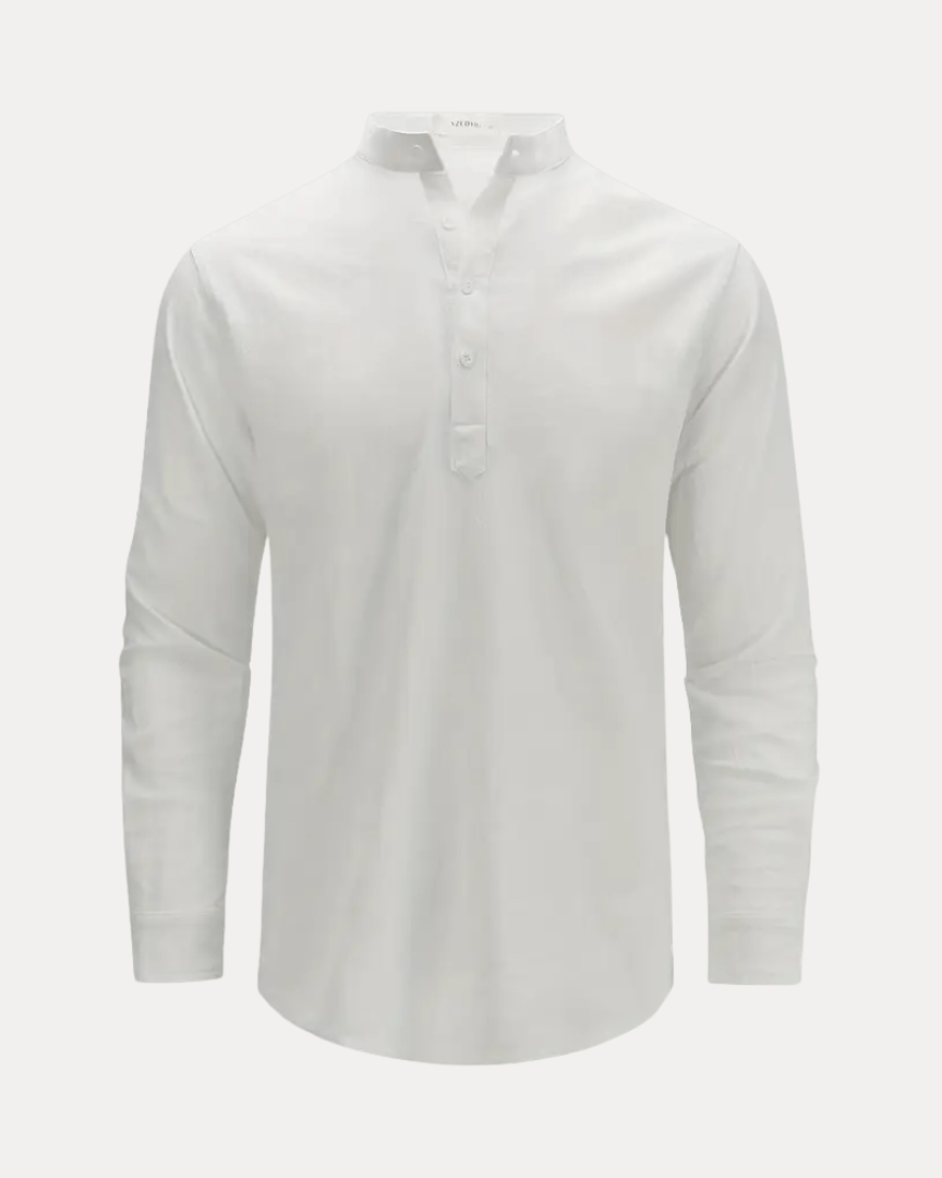 Camicia Henley Uomo in Misto Lino Traspirante Fresca