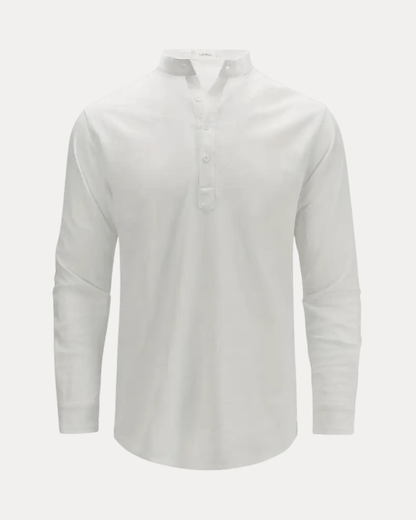 Camicia Henley Uomo in Misto Lino Traspirante Fresca