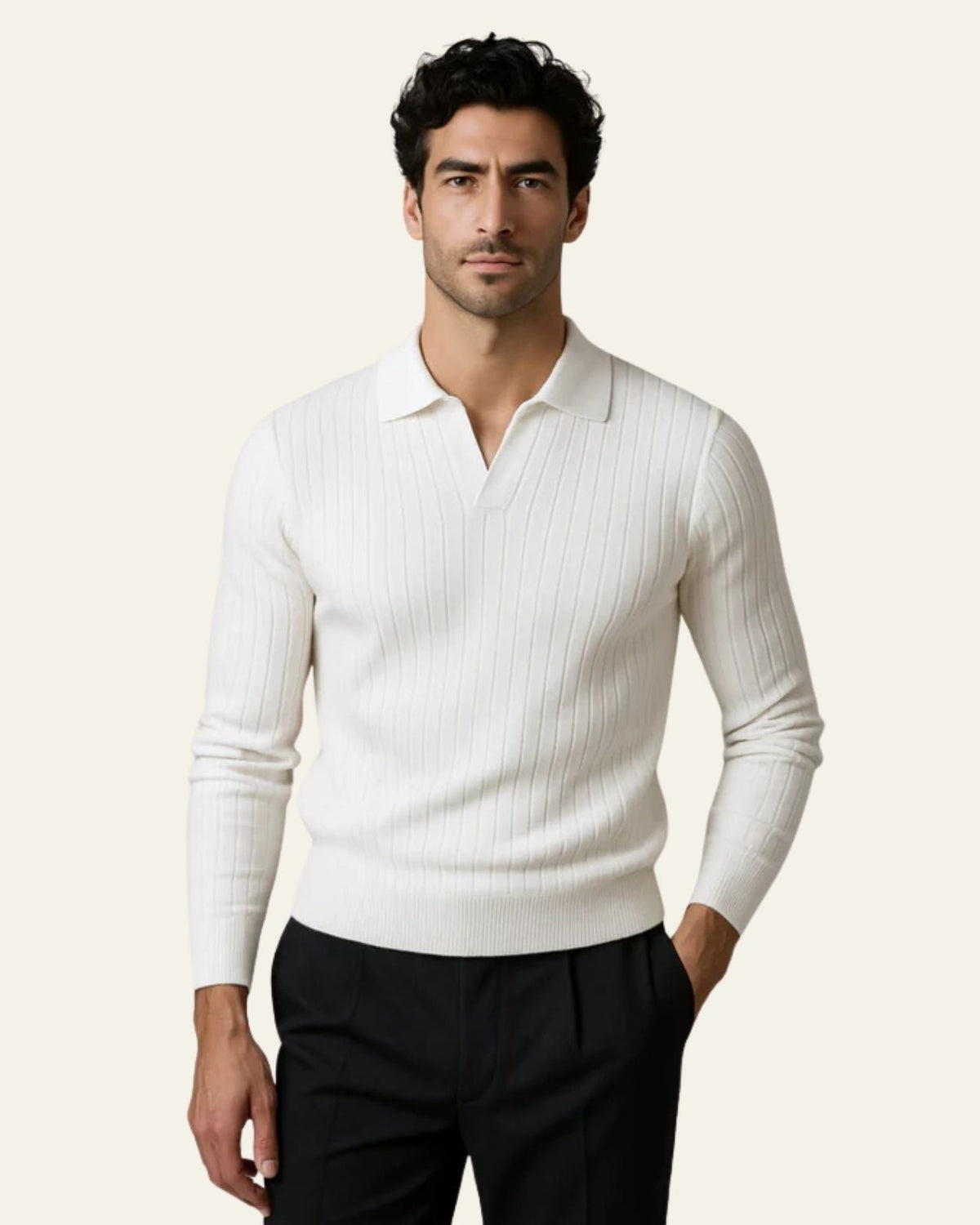 Polo Uomo in Maglia a Coste Aderente Minimalismo Raffinato