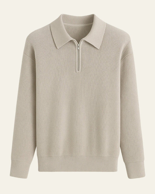 Maglione Uomo a Trecce con Zip in Misto Cotone