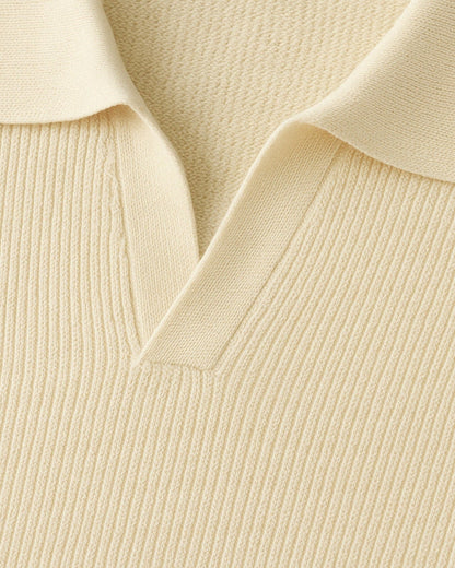 Polo Uomo in Maglia Scollo a V Poliestere Texture Lanuginosa