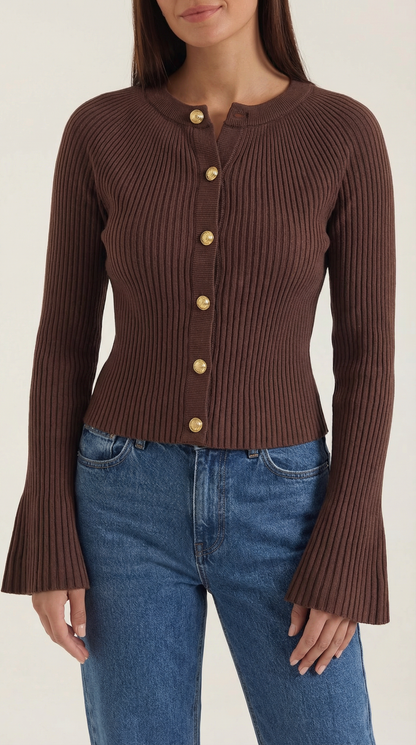 Maglia Donna a Coste con Bottoni