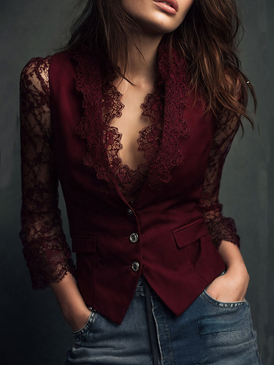 Teresa | Blazer Donna Strutturato con Maniche Semitrasparenti