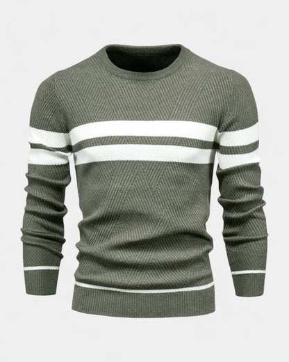 Maglione Uomo a Righe Girocollo Misto Viscosa Cotone Leggero