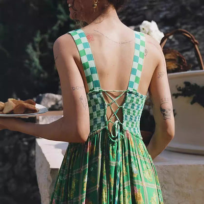 Abito Lungo Donna Floreale con Corpetto Ruché