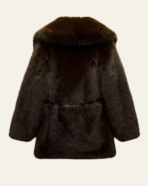 Cappotto Donna in Pelliccia Sintetica con Cintura