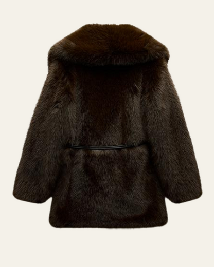 Cappotto Donna in Pelliccia Sintetica con Cintura