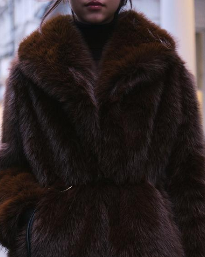 Cappotto Donna in Pelliccia Sintetica con Cintura