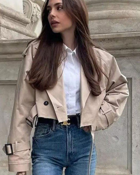 Trench Corto Donna in Cotone Blend