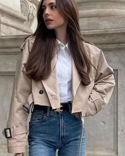 Trench Corto Donna in Cotone Blend