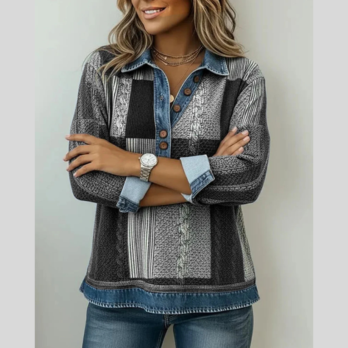 Meridell | Maglione Color Block con Stampa