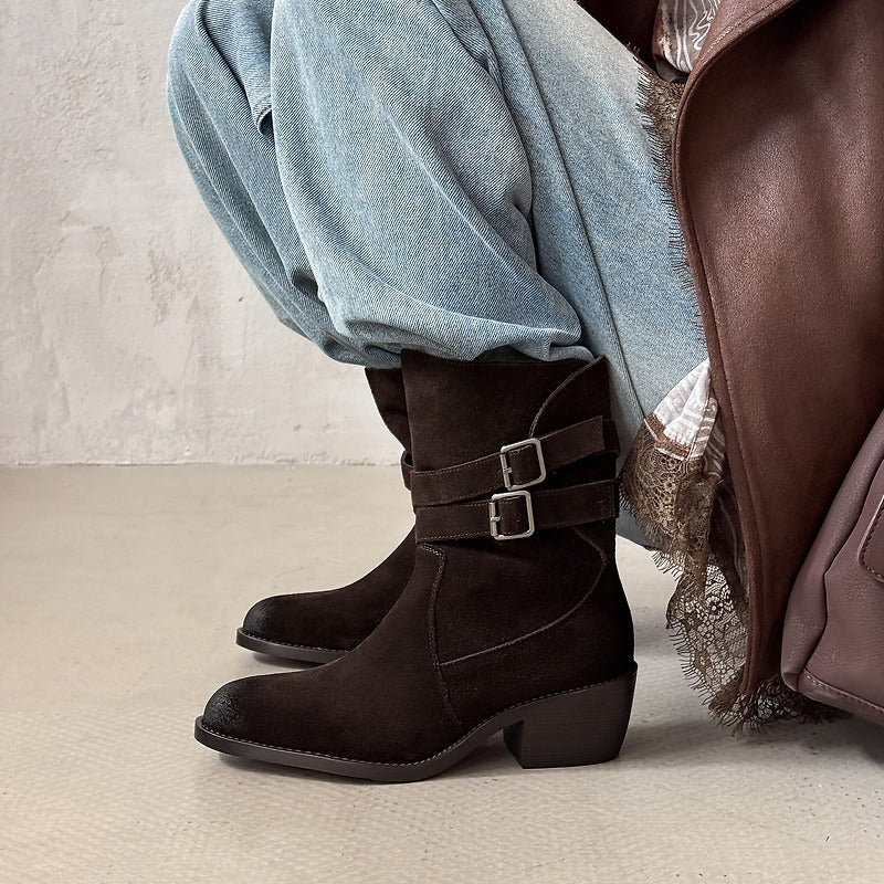 Siena | Stivali Donna Stile Western in Camoscio Autentico