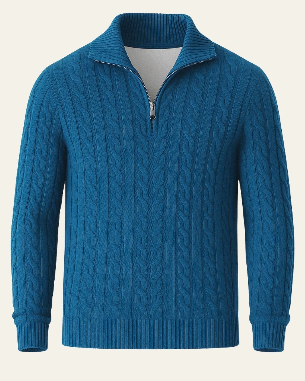 Maglione Uomo Lavorato con Zip in Cotone Pettinato Resistente