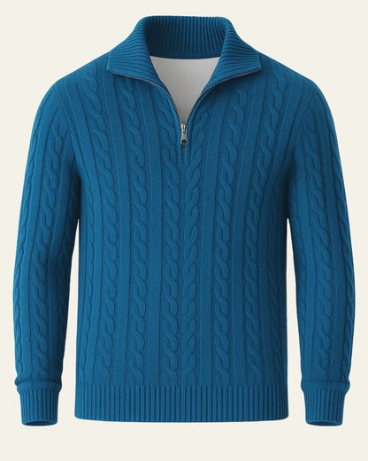 Maglione Uomo Lavorato con Zip in Cotone Pettinato Resistente