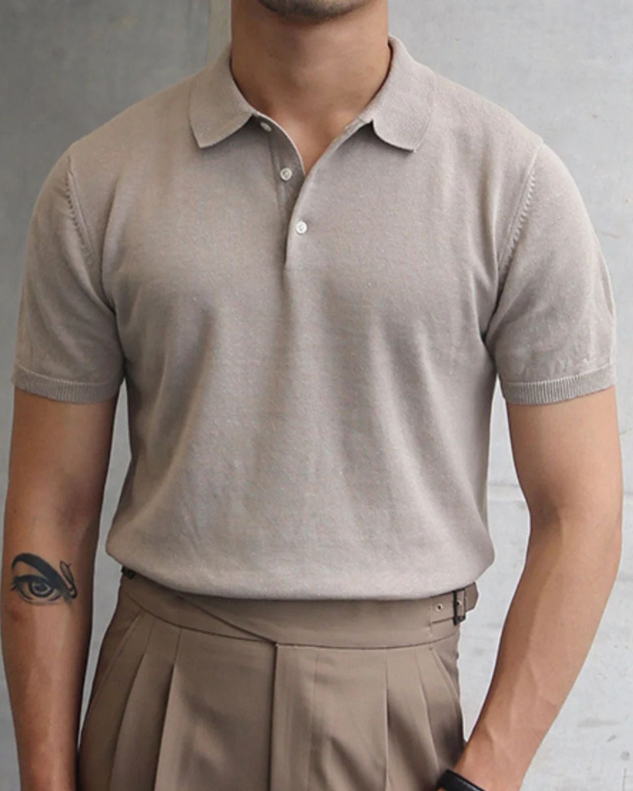 Polo Uomo in Cotone Lavorato a Maglia Sobrio Comfort Immediato