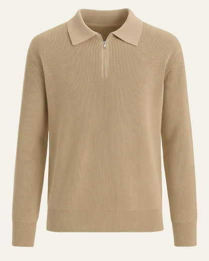 Maglione Uomo a Trecce con Zip Misto Cotone Morbido Comodo