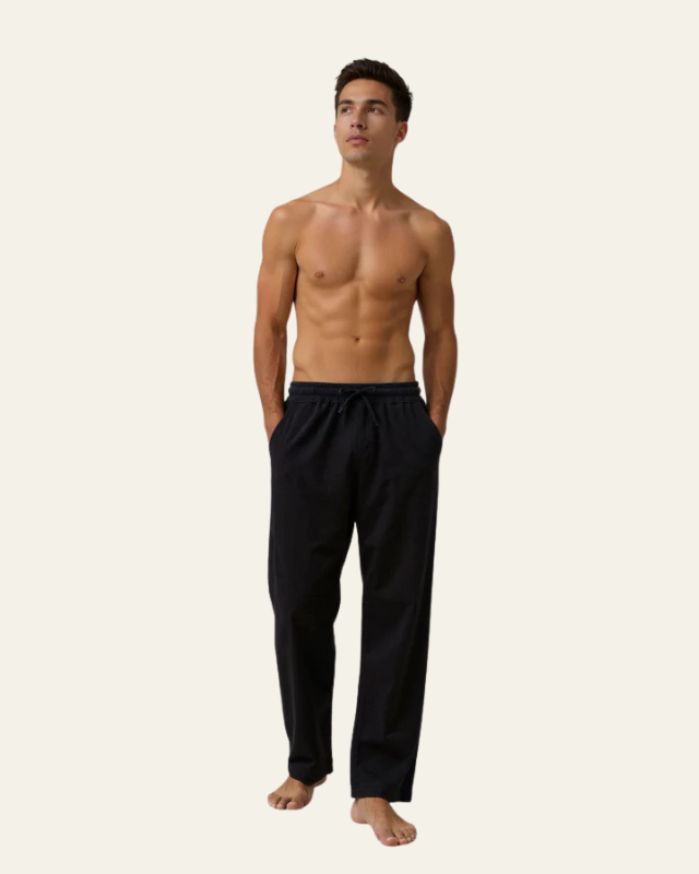 Pantaloni Uomo in Cotone Lino con Coulisse Rilassati Comodi
