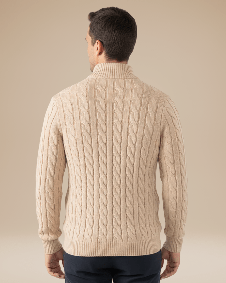 Maglione Uomo a Treccia con Mezza Zip Comfort Versatile