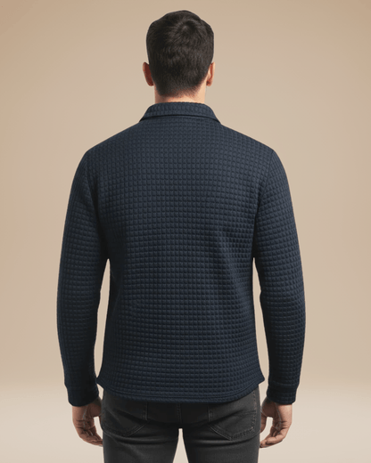 Polo Uomo Maniche Lunghe in Maglia a Nido d'Ape Calda Elegante