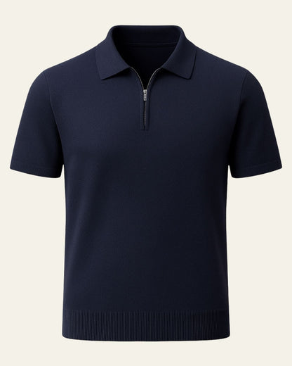 Polo Uomo in Maglia con Zip Frontale Comfort Sportivo