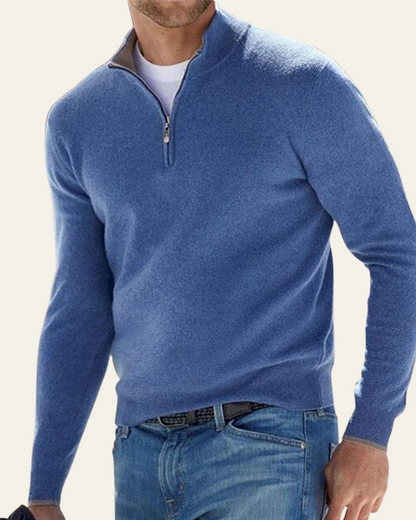Maglione Uomo con Cerniera a Metà Raffinatezza Sobria Versatile