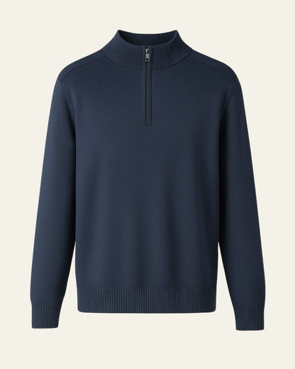 Maglione Uomo in Lana con Zip Parziale Calore Avvolgente Pulito