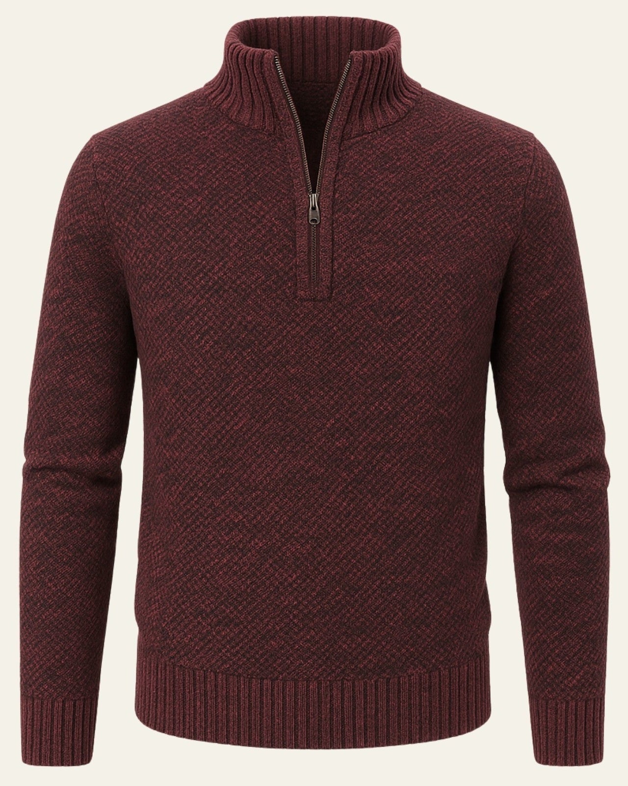 Maglione Uomo Testurizzato con Zip a Metà Texture Raffinata