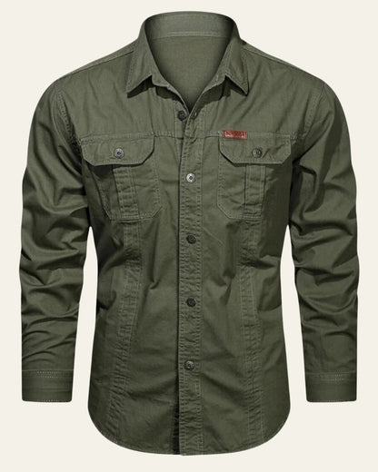 Camicia Uomo con Tasche sul Petto Trama Strutturata Curata