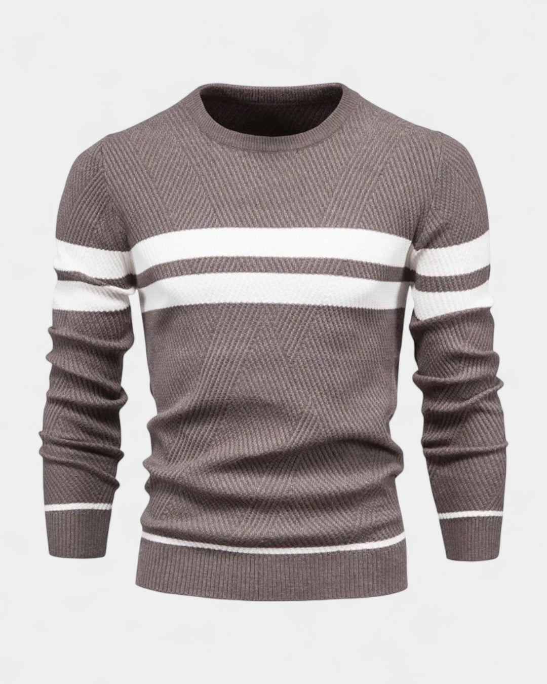 Maglione Uomo a Righe Girocollo Misto Viscosa Cotone Leggero