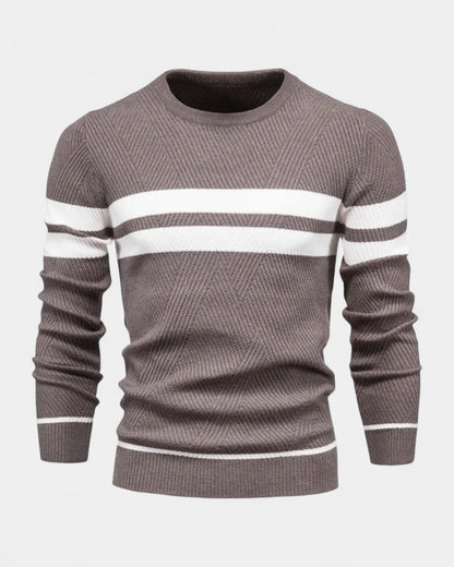 Maglione Uomo a Righe Girocollo Misto Viscosa Cotone Leggero