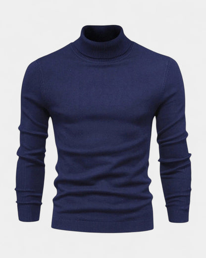Maglione Dolcevita Uomo a Costine Slim Collo Alto Caldo