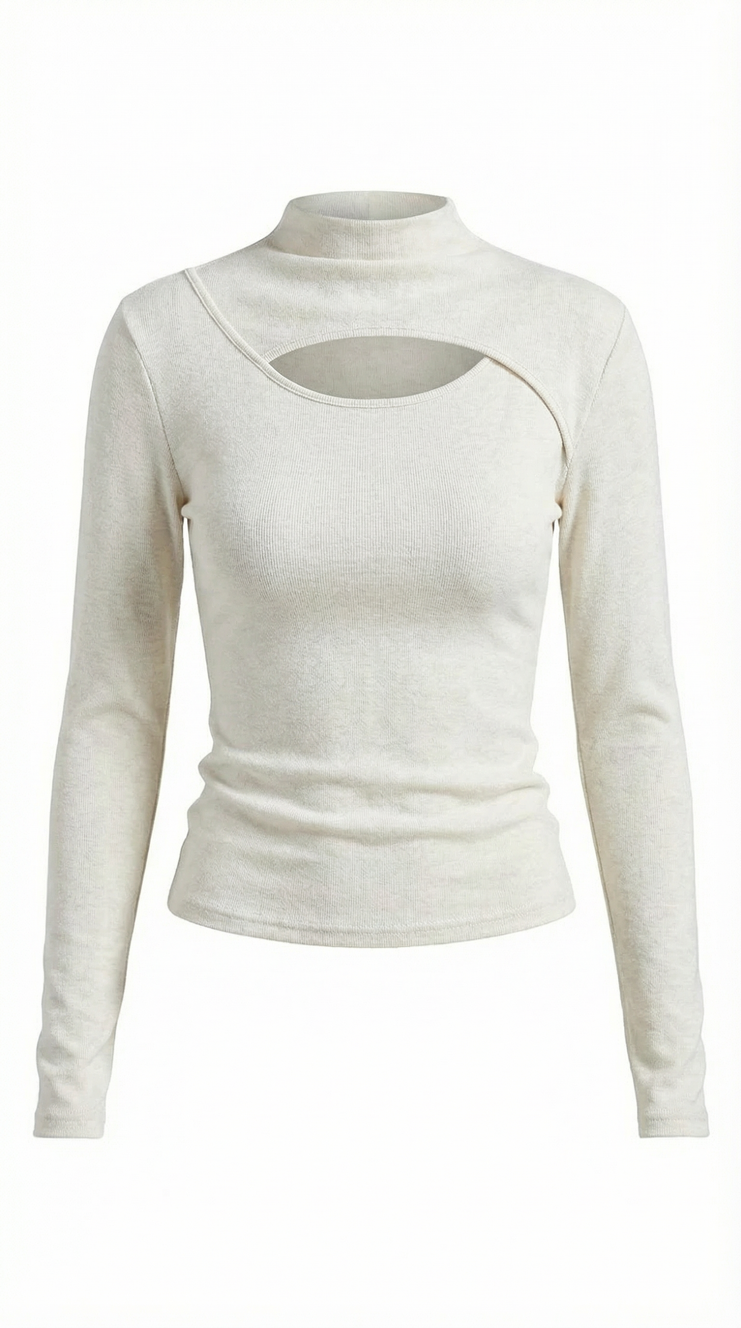 Top Donna a Maniche Lunghe con Tagli sul Petto