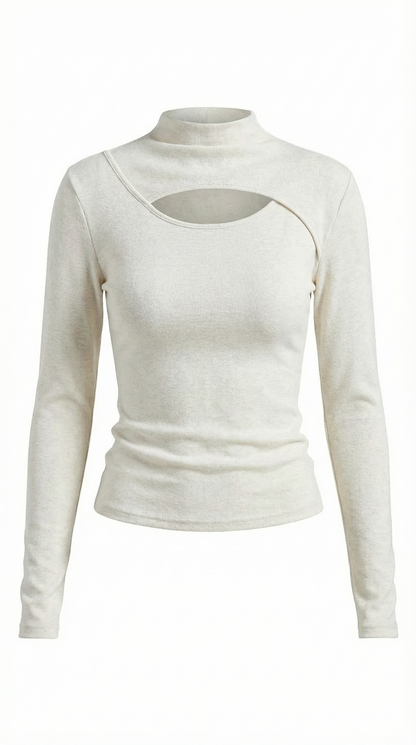 Top Donna a Maniche Lunghe con Tagli sul Petto