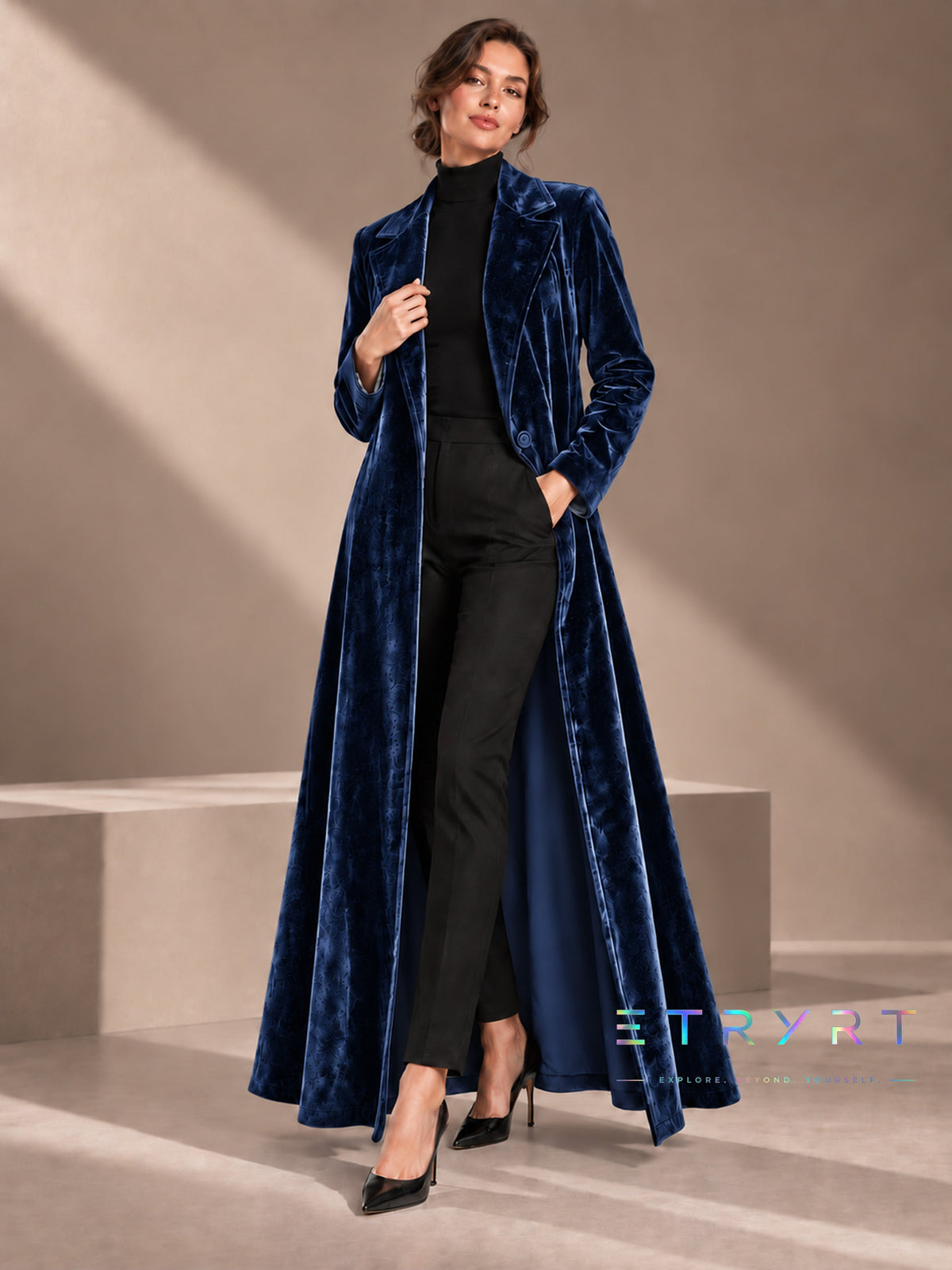 Beatrice | Cappotto Maxi Donna in Velluto Aperto