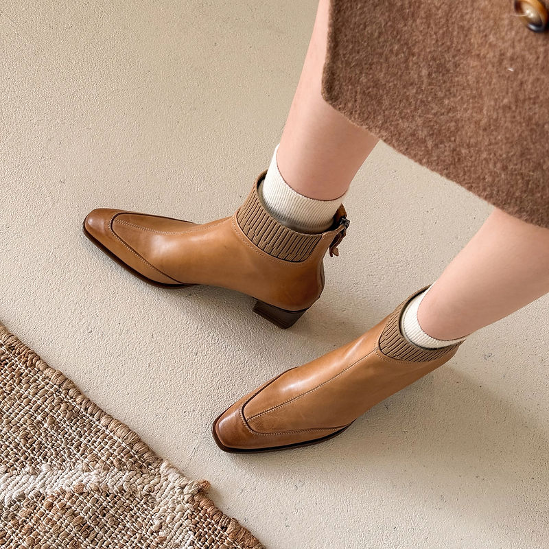Nicoletta | Stivaletti Donna in Pelle Autentica a Punta Quadrata