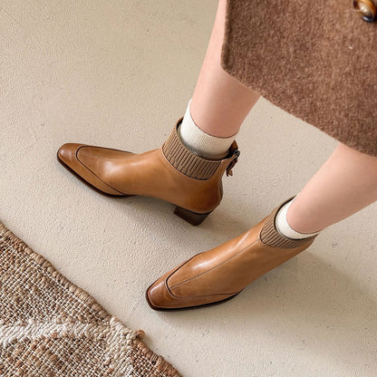 Nicoletta | Stivaletti Donna in Pelle Autentica a Punta Quadrata