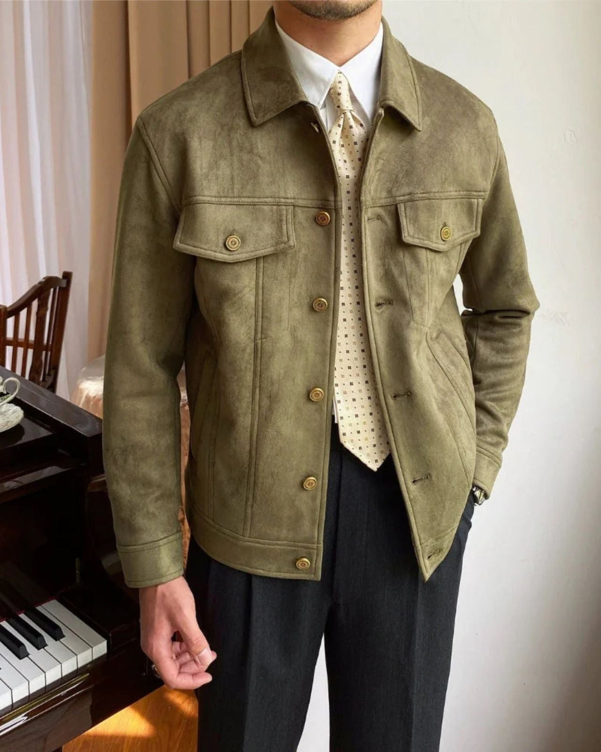 Giacca Uomo in Camoscio con Revers