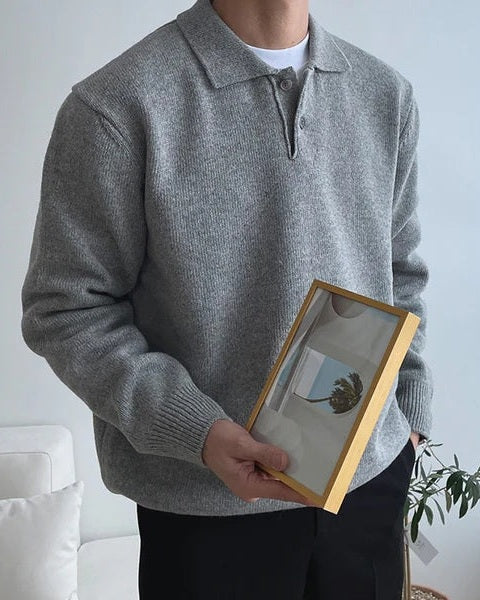Maglione Polo Uomo in Maglia Morbida Colletto Comfort